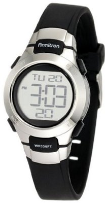 Armitron 457012BLK Sport Chronograph Black Resin Stainless-Steel Accent Strap