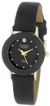 Armitron 75-2447BLK NOW Diamond Accented Gold-Tone Black Leather