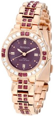 Armitron 75/3689VMRG Amethyst Colored Swarovski Crystal Accented Rose Gold-Tone