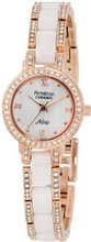 Armitron 75/3919WTRG White Ceramic Rosegold-Tone Swarovski Crystal Accented Bracelet