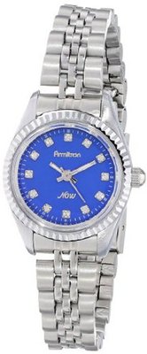 Armitron 75/5179BLSV Swarovski Crystal Accented Blue Dial Silver-Tone Bracelet