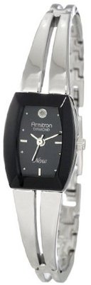 Armitron 753447BKSV NOW Diamond Accented Silver-Tone Black Dial Dress