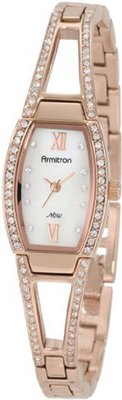 Armitron 753531MPRG Swarovski Crystal NOW Rosegold-Tone Mother-Of-Pearl Dial Bangle Bracelet