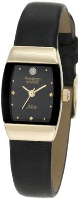 Armitron 753594BKBK NOW Diamond Accented Gold-Tone Black Leather Dress