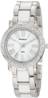 Armitron 753863WTSV Now Swarovski Crystal Accented Silver-Tone and White Ceramic Link Bracelet