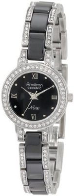 Armitron NOW 753919BKSV Swarovski Crystal Accented Silver-Tone and Black Ceramic