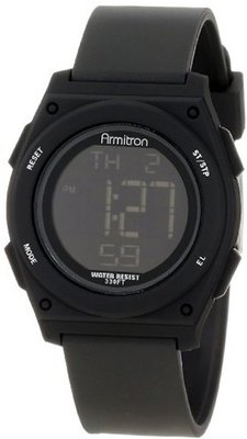 Armitron Unisex 45/7027BLK Black Resin Strap Chronograph Sport