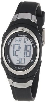 Armitron Unisex 45/7034BLK Stainless Steel Accented Black Resin Strap Chronograph Digital Sport