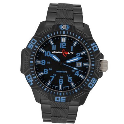 Armourlite Blue Caliber Series Tritium Black PVD Band