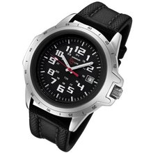 Armourlite ColorBurst Shatterproof Scratch Resistant Glass Green Tritium w/ Black Stitching on Black Leather Band AL205