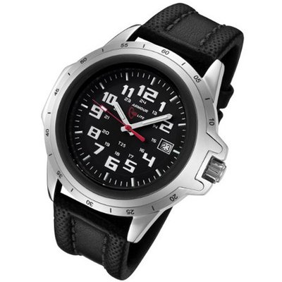 Armourlite ColorBurst Shatterproof Scratch Resistant Glass Green Tritium w/ Black Stitching on Black Leather Band AL205