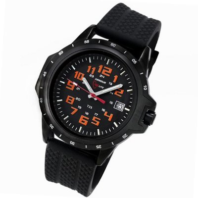 Armourlite ColorBurst Shatterproof Scratch Resistant Glass Orange Tritium 10 yr battery w/ Black Rubber Band AL216-R
