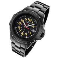 Armourlite ColorBurst Shatterproof Scratch Resistant Glass Yellow Tritium 10 yr battery w/ Black Stainless Steel Band AL219