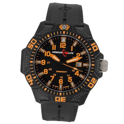 Armourlite Orange Caliber Series Tritium Polycarbon Black NBR Band