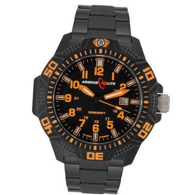Armourlite Orange Caliber Series Tritium Polycarbon Black PVD Band