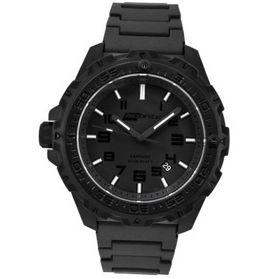 Isobrite T100 Eclipse Green, Blue & Orange Tritium Black Polyurethane Band