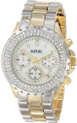 August Steiner AS8031TTG Crystal Mother-Of-Pearl Chronograph Bracelet