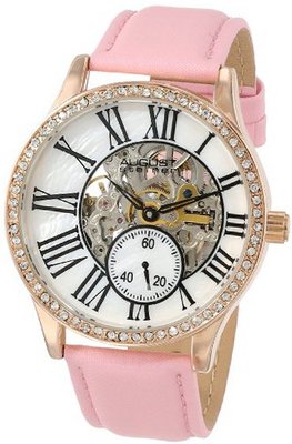 August Steiner AS8035PK Crystal Skeleton Automatic Strap