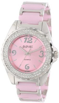 August Steiner AS8036PK Quartz Crystal Ceramic Bracelet