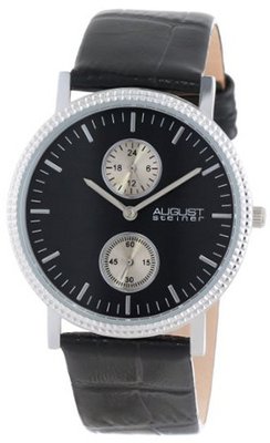 August Steiner AS8048BK GMT Leather Strap Quartz