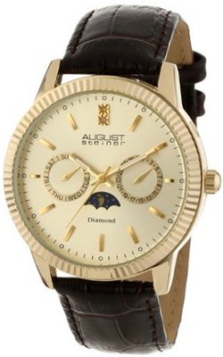 August Steiner AS8051YG Swiss Quartz Multi-Function Diamond Strap