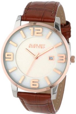 August Steiner AS8055BR Slim Swiss Quartz Leather Strap