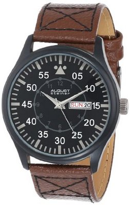 August Steiner AS8074BK Analog Display Japanese Quartz Brown