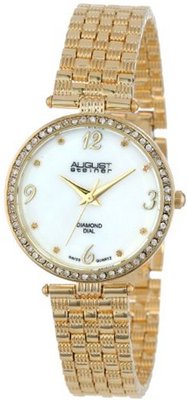 August Steiner AS8078YG Diamond Mother-Of-Pearl Gold-Tone Bracelet