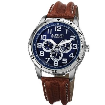 August Steiner AS8116BR Analog Display Japanese Quartz Brown