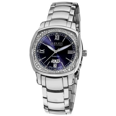 August Steiner ASA816BU Day Date Diamond Swiss Quartz