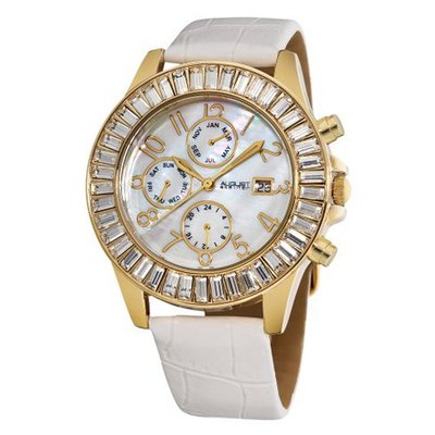 August Steiner ASA837YG Swiss Quartz Baguette Bezel