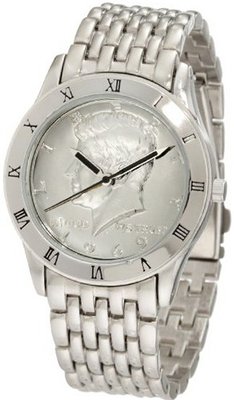 August Steiner CN004S-AS Round Kennedy Half Dollar Silver-tone Bracelet