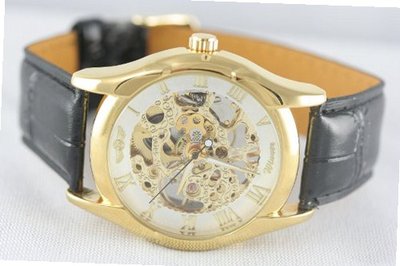 New in Box Luxury Skeleton Automatic Mechanical Winding Leather