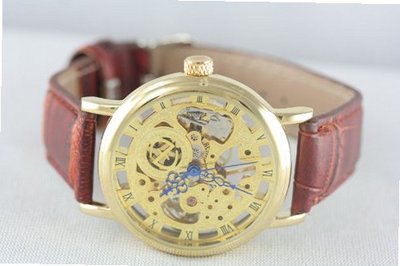 New in Box Luxury Skeleton Automatic Mechanical Winding Leather