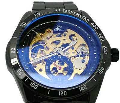New in Box Titanium Black Partially Hollow Transparent Dial Automatic Mechanical Hand Wind