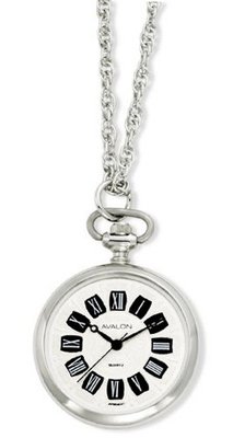 Avalon Antique Design Series Silver Tone Roman Number Detailed Dial Pendant # 9087S