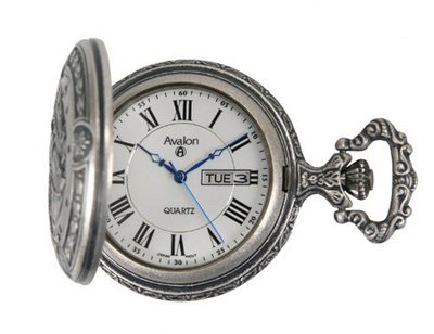 Avalon Antique Silver-Tone Horse-Theme Quartz Pocket with Chain # 8090SX