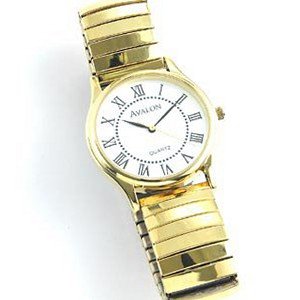 Avalon Classic Round Gold-Tone Roman Numeral Expansion Bracelet # A4306-1