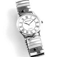 Avalon Classic Round Silver-Tone Roman Numeral Expansion Bracelet # 4306-2