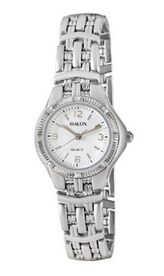Avalon Classic Silver-Tone Round Case White Dial Bracelet # 3307-2