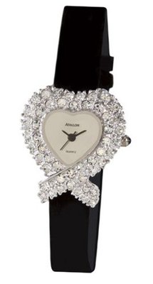 Avalon Cross My Heart Stone Bezel with Black Strap