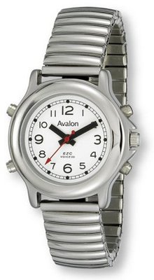 Avalon EZC Ladies Low Vision Silver-Tone Flex Bracelet 4-Button Talking # 2609L