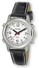 Avalon EZC Unisex Silver-Tone Low Vision Talking w Leather Strap, # A2607