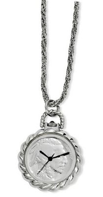 Avalon Genuine Silver Tone American Indian Nickel Dial Pendant # 9072-5