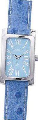 Avalon Ladies Silver-Tone Faux Ostrich Leather Strap # 8609BU