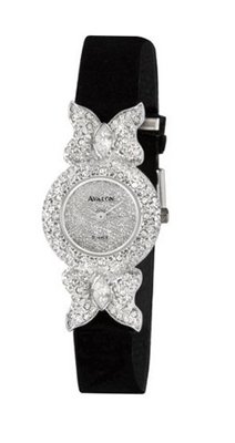 Avalon Ladies Silver-Tone Suede Rhinestone # 7332