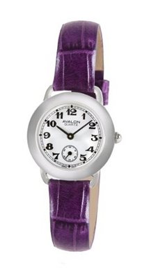 Avalon Retro V Series Silver-Tone Purple Leather Strap # 8422-SX-PRP