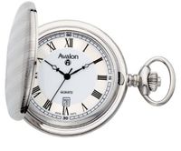 Avalon Silver Tone Covered Pocket with 515 Swiss Parts Date Movement and Chain # 8660SX