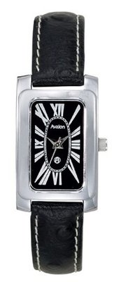 Avalon Silver-Tone Faux Ostrich Grain Strap # 8610BLK