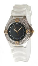 Supernova by Avalon Silver-Tone Gold Accented Stone Bezel Transparent Strap # 8207-2